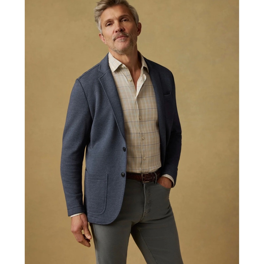 Faherty Inlet Knit Blazer Mens M Deep Navy Cotton Blend Casual Unstructured NEW